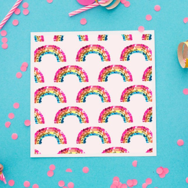 Cute Sparkly Sequin Rainbow Birthday Party Napkin (Creator Uploaded)