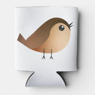 Cute Sparrow Bird Cartoon Can Cooler