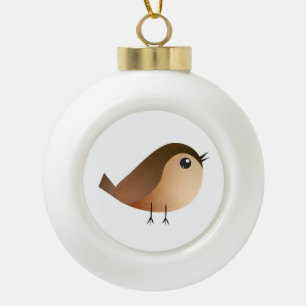 Cute Sparrow Bird Cartoon Ceramic Ball Christmas Ornament