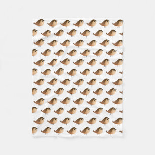 Cute Sparrow Bird Cartoon Fleece Blanket