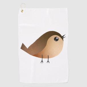 Cute Sparrow Bird Cartoon Golf Towel