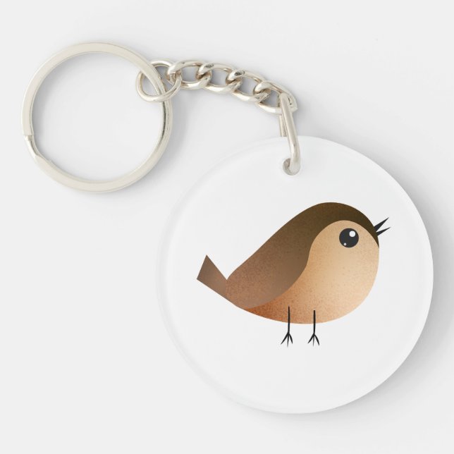 Cute Sparrow Bird Cartoon Key Ring (Front)
