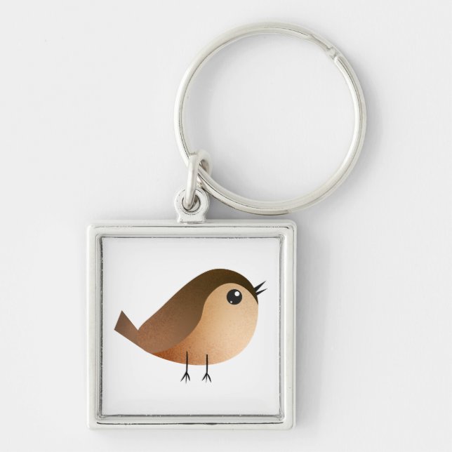 Cute Sparrow Bird Cartoon Key Ring (Front)