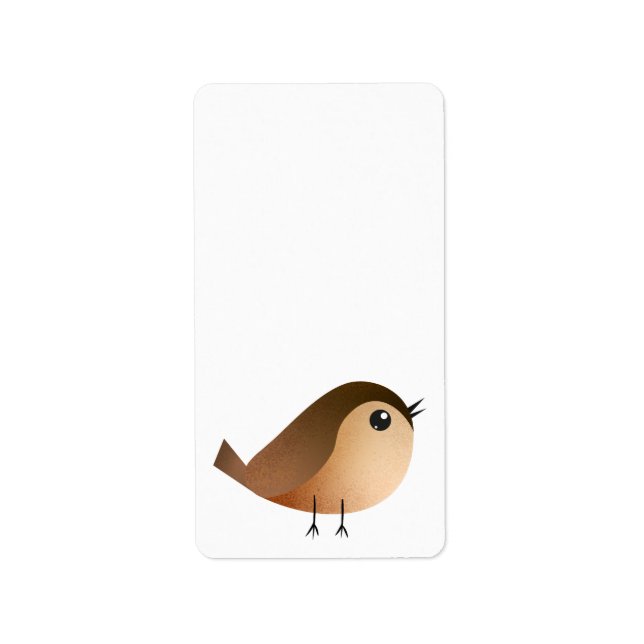 Cute Sparrow Bird Cartoon Label (Front)