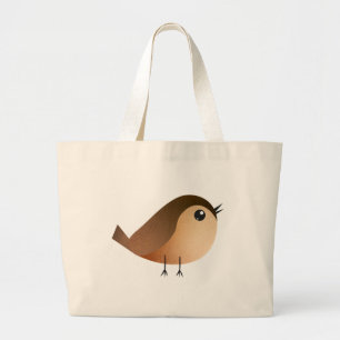 Cute Sparrow Bird Cartoon Large Tote Bag