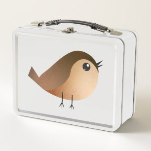 Cute Sparrow Bird Cartoon Metal Lunch Box
