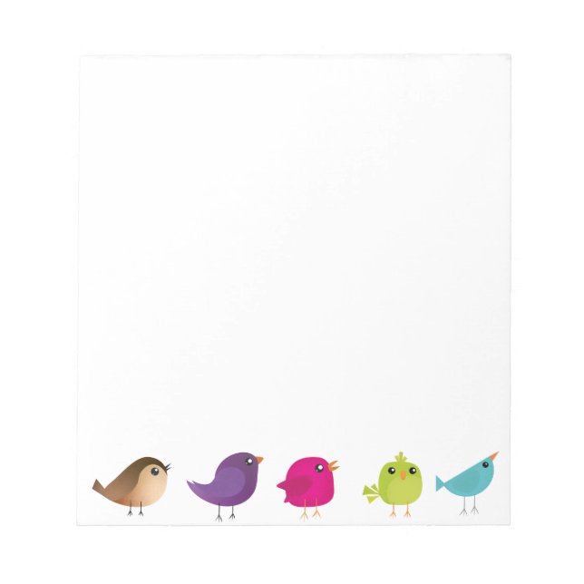 Cute Sparrow Bird Cartoon Notepad (Front)