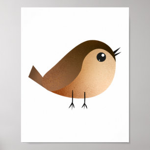 Cute Sparrow Bird Cartoon Poster
