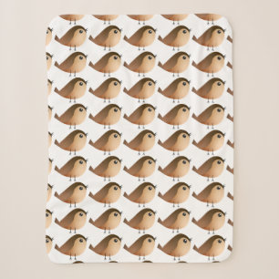 Cute Sparrow Bird Cartoon Sherpa Blanket