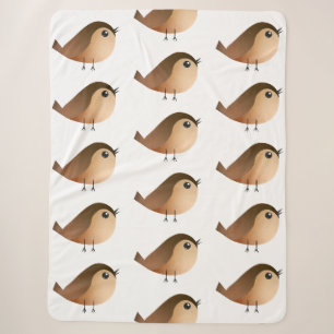 Cute Sparrow Bird Cartoon Sherpa Blanket