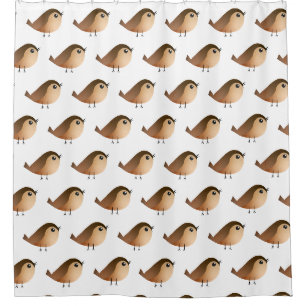 Cute Sparrow Bird Cartoon Shower Curtain