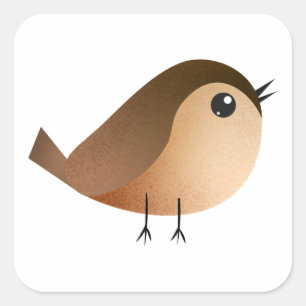 Cute Sparrow Bird Cartoon Square Sticker