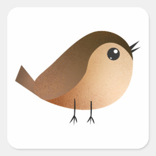 Cute Sparrow Bird Cartoon Square Sticker