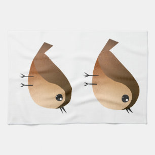 Cute Sparrow Bird Cartoon Tea Towel