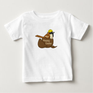 Cute Sparrow Chocolate Egg Happy Easter Baby T-Shirt