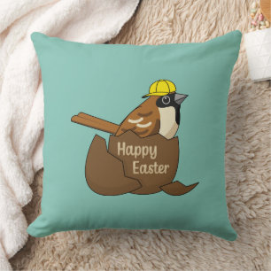 Cute Sparrow Chocolate Egg Happy Easter Cushion