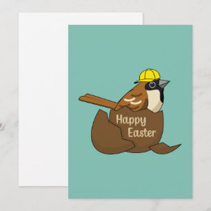 Cute Sparrow Chocolate Egg Happy Easter Holiday Card