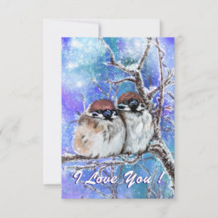 Cute Sparrow Couple In Winter Valentine's Day Card