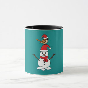Cute Sparrow on Snowman Mug