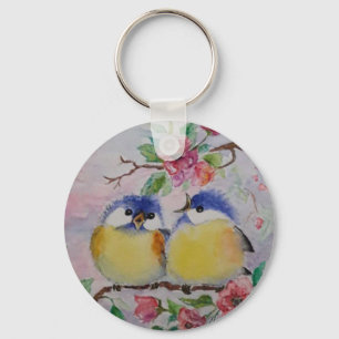 Cute Sparrows Keychain - Spring - Painting