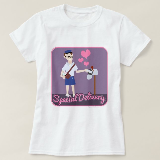 Cute Special Delivery Cute Flirty Love Cartoon T-Shirt (Design Front)