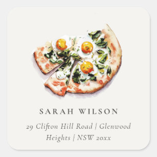 Cute Special Delivery Pizza Baby Shower Address Square Sticker