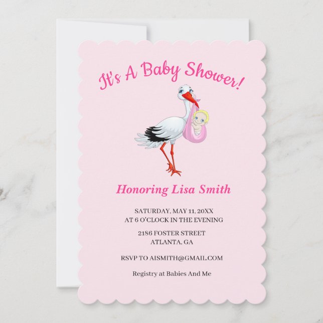Cute Special Delivery Stork Baby Shower Invitation (Front)