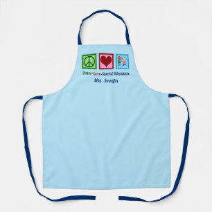 Cute Special Education Teacher Blue Monogram Apron