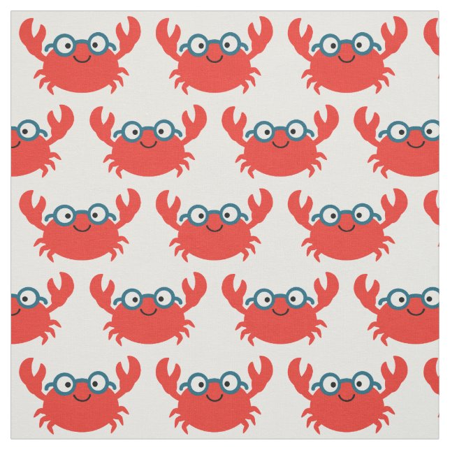 Cute Specky Crab Illustration Fabric (Swatch)