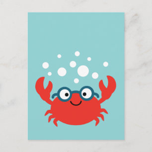 Cute Specky Crab Illustration Postcard