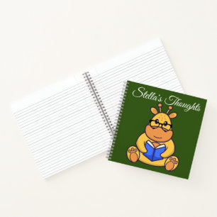 Cute Spectacled Giraffe reading book