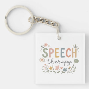 Cute Speech Therapy Floral SLP Speech Language Pat Key Ring