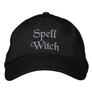 Cute Spell Witch Quote Lavender Purple Black Embroidered Hat
