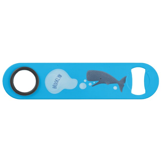 Cute sperm whale blowing bubbles cartoon  (Front (Horizontal))