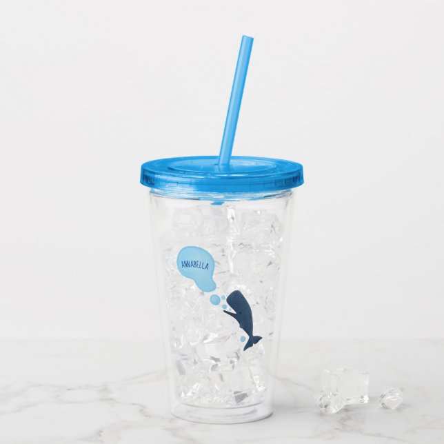 Cute sperm whale blowing bubbles cartoon acrylic tumbler (Back Ice)