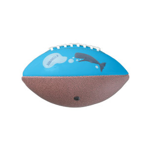 Cute sperm whale blowing bubbles cartoon american football