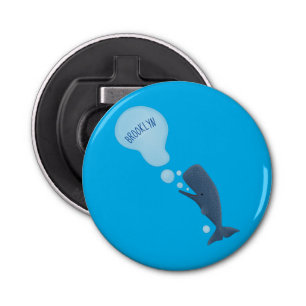 Cute sperm whale blowing bubbles cartoon bottle opener