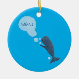Cute sperm whale blowing bubbles cartoon ceramic tree decoration