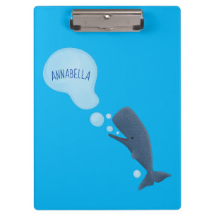 Cute sperm whale blowing bubbles cartoon clipboard