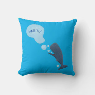 Cute sperm whale blowing bubbles cartoon cushion