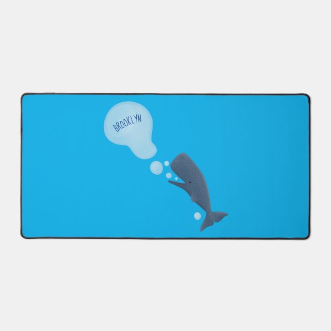 Cute sperm whale blowing bubbles cartoon desk mat (Front)