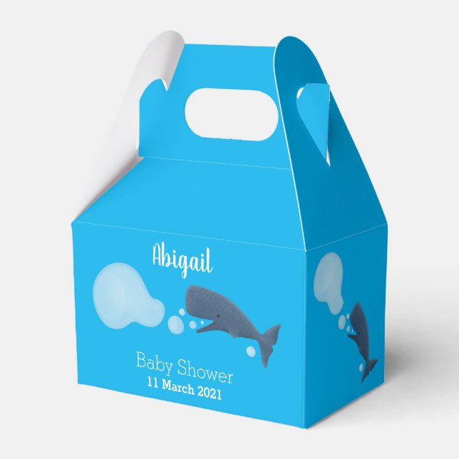 Cute sperm whale blowing bubbles cartoon favour box (Front Side)