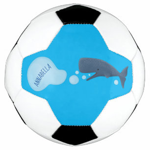 Cute sperm whale blowing bubbles cartoon football