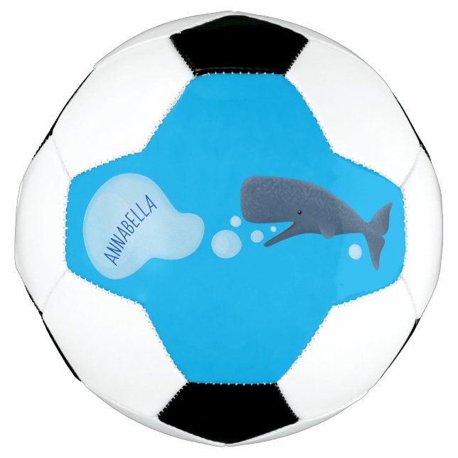 Cute sperm whale blowing bubbles cartoon football (Front)