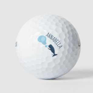 Cute sperm whale blowing bubbles cartoon golf balls