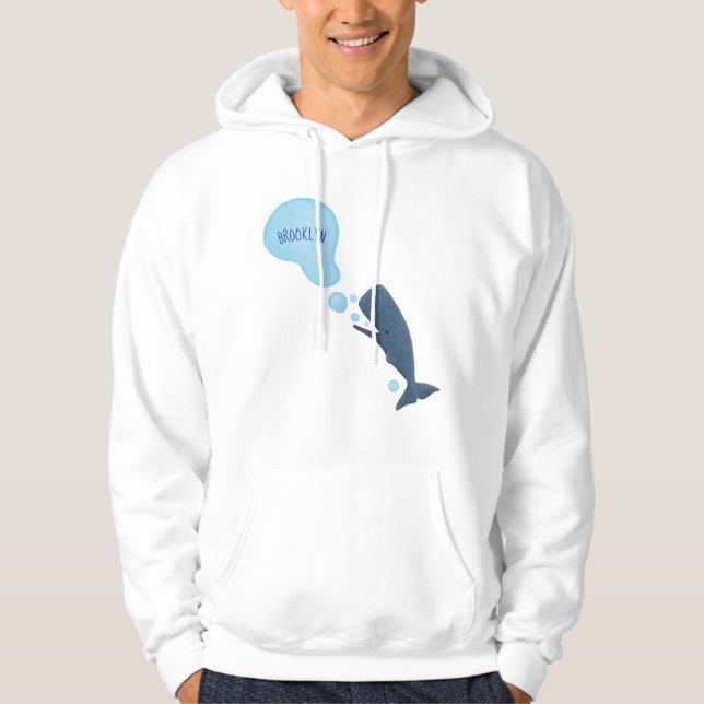 Cute sperm whale blowing bubbles cartoon hoodie (Front)