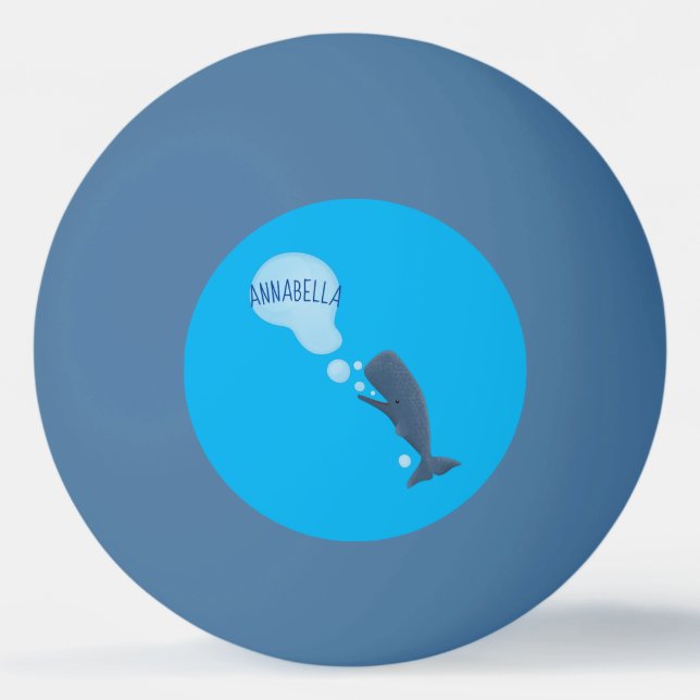 Cute sperm whale blowing bubbles cartoon ping pong ball (Front)
