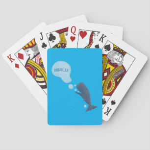 Cute sperm whale blowing bubbles cartoon playing cards