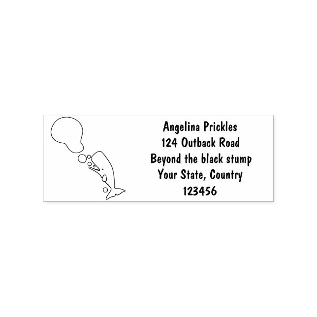 Cute sperm whale blowing bubbles cartoon rubber stamp (Imprint)