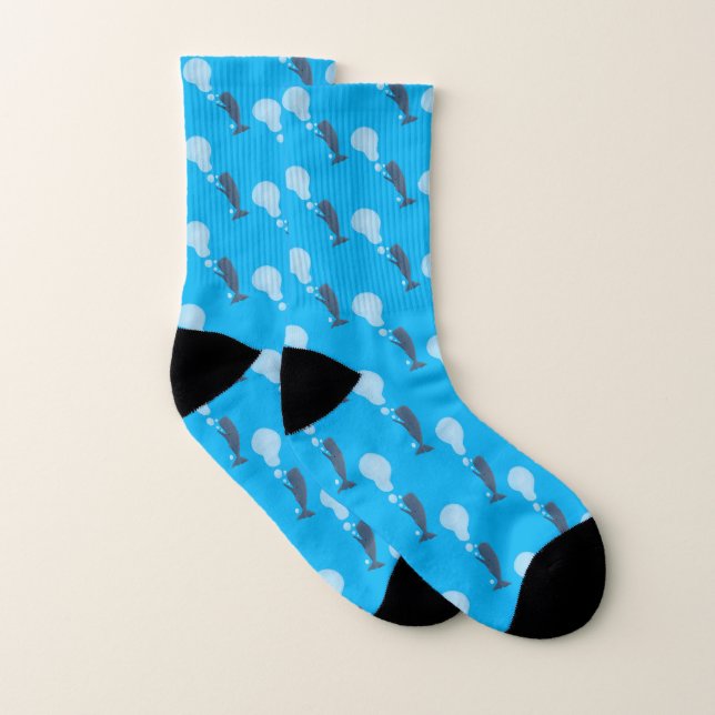 Cute sperm whale blowing bubbles cartoon socks (Pair)